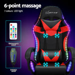 6 Point Massage Gaming Office Chair 7 LED Footrest Blue