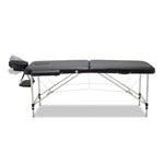 Sleek 70cm 2-Fold Aluminum Massage Table Portable Therapy  Bold Black