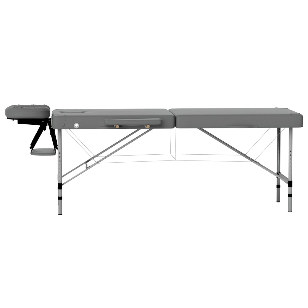 Massage Table 55Cm Portable 2 Fold Aluminium Beauty Bed Grey