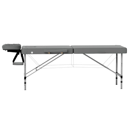 Massage Table 55Cm Portable 2 Fold Aluminium Beauty Bed Grey