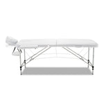 Massage Table 75Cm Portable 2 Fold Aluminium Beauty Bed White