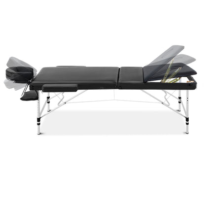 Portable 60Cm 3 Fold Massage Table, Black
