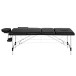 Massage Table 65Cm Portable 3 Fold Aluminium Beauty Bed Black