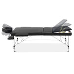 Massage Table 80Cm Portable 3 Fold Aluminium Beauty Bed Black