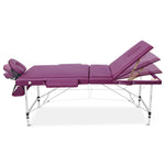 Massage Table 75Cm Portable 3 Fold Aluminium Beauty Bed Violet