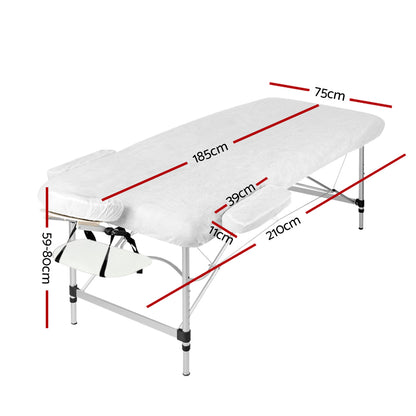 Massage Table 75Cm Portable 3 Fold Aluminium Beauty Bed White