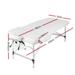 Massage Table 75Cm Portable 3 Fold Aluminium Beauty Bed White
