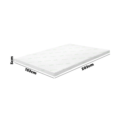 H&L Memory Foam Mattress Topper Cool Gel Bed Bamboo Cover 7-Zone 5CM Queen