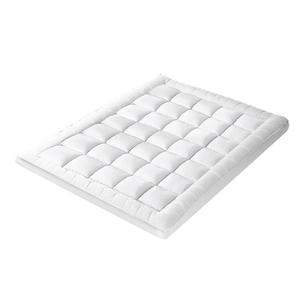  Revitalize Your Sleep with the Queen Microfiber Pillowtop Protector Underlay Pad-White\Charcoal