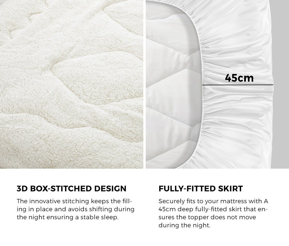 Fleece Mattress Topper Reversible Pillowtop Double/King Single/Queen