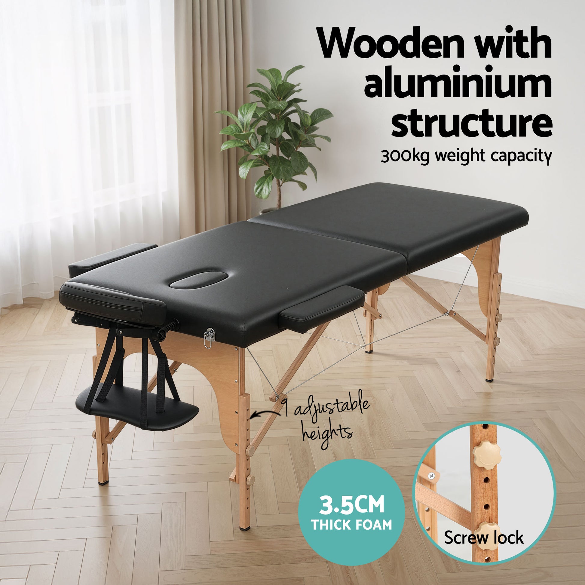 Portable Massage Table 70cm Foldable Beauty Bed | HomeAndLiving
