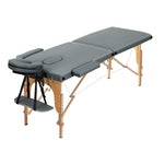 2-Fold Portable Wooden Massage Table – Bed in Grey