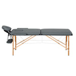 2-Fold Portable Wooden Massage Table – Bed in Grey
