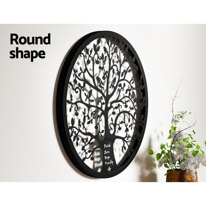 Metal Wall Art Hanging Sculpture Home Decor Leaf Tree of Life Round Frame
