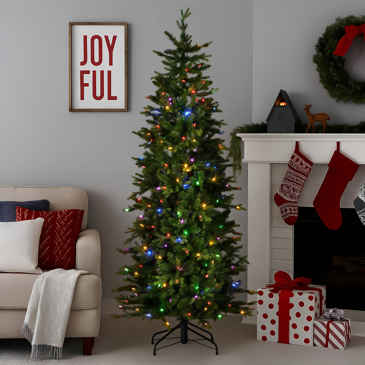 Slim Christmas Tree White LED Lights