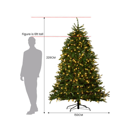 2.3m Dunhill Shimmer Fir Pre-Lit Christmas Tree