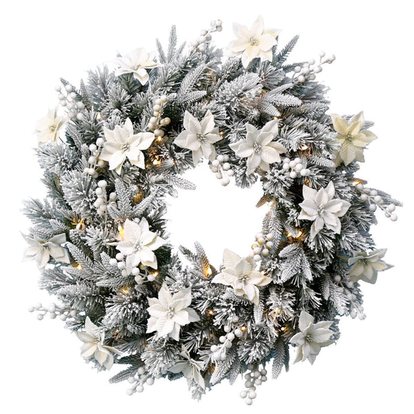  61cm Frosted Colonial Christmas Wreath with Lights