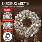 Frosted Colonial Pre-Lit Christmas Wreath - 122cm