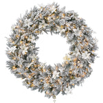 Frosted Colonial Pre-Lit Christmas Wreath - 122cm