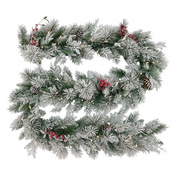  National Tree Company Snowy Bedford Christmas Garland - 274cm