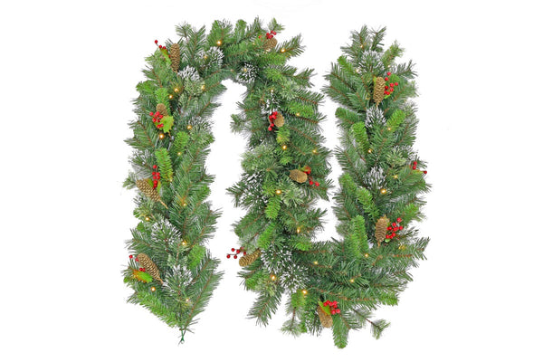  Christmas Garland with Lights - Battery Operated 274cm Wintry Pine