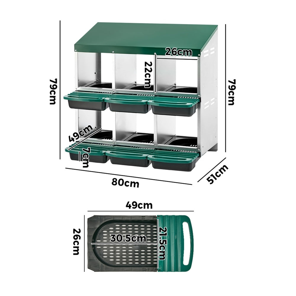 Chicken Nesting Box 6 Holes Green 80x51x79cm