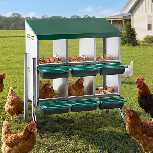 Chicken Nesting Box 6 Holes Green 85x51x96cm