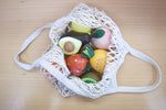 Wooden Fruits 7Pcs Set With Cotton Mesh Shopping Bag