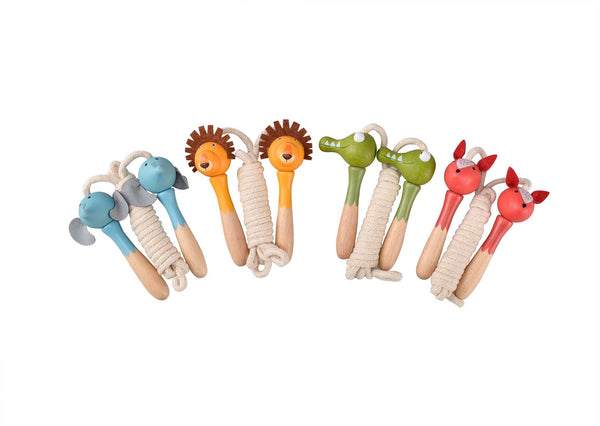  Wooden Skipping Rope Jungle Animal Set Of 4