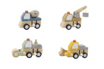 Wooden Wind Up Construction Truck Set Of 4