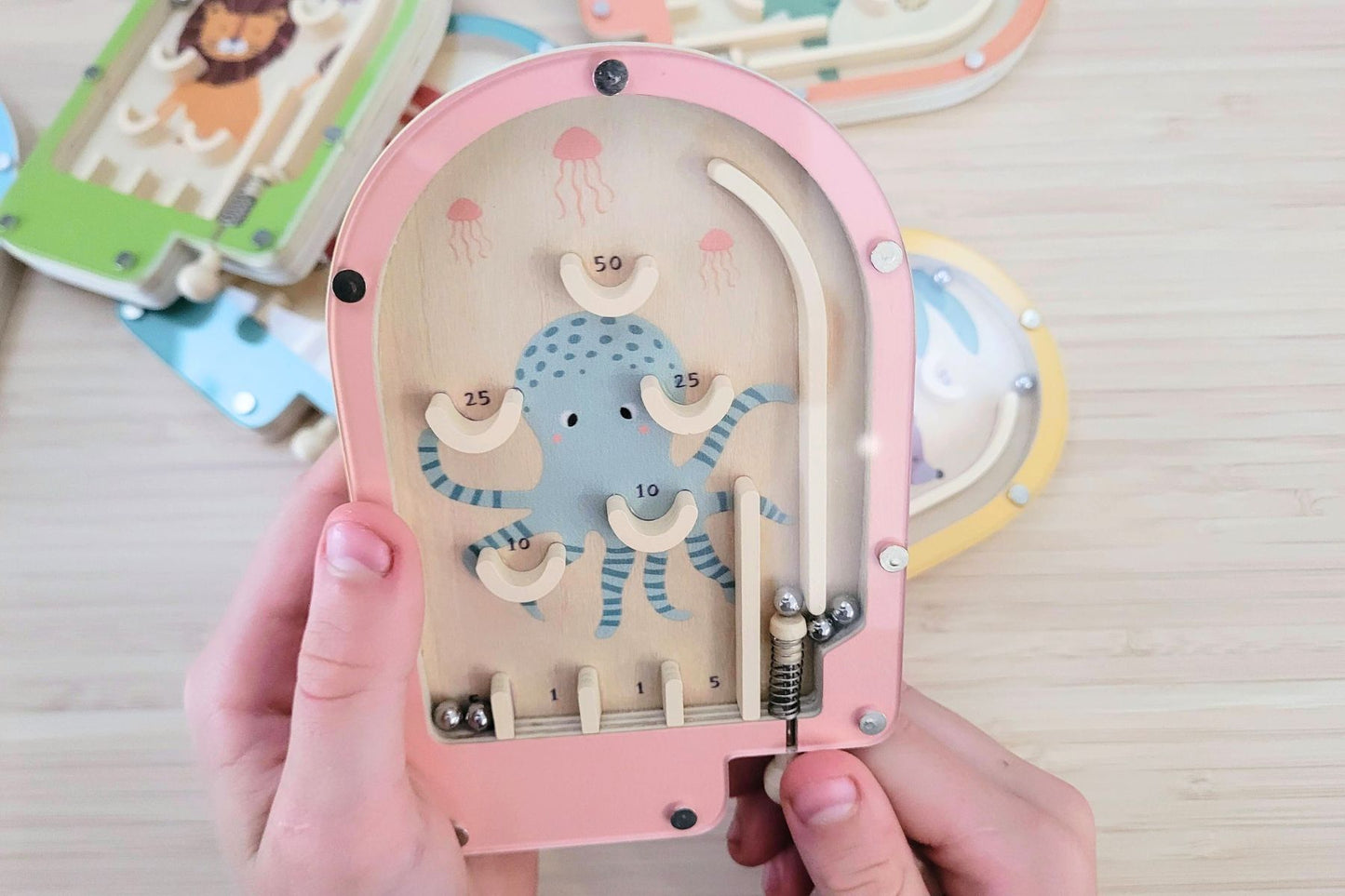 Wooden  Pinball Game- Set Of 6Pcs