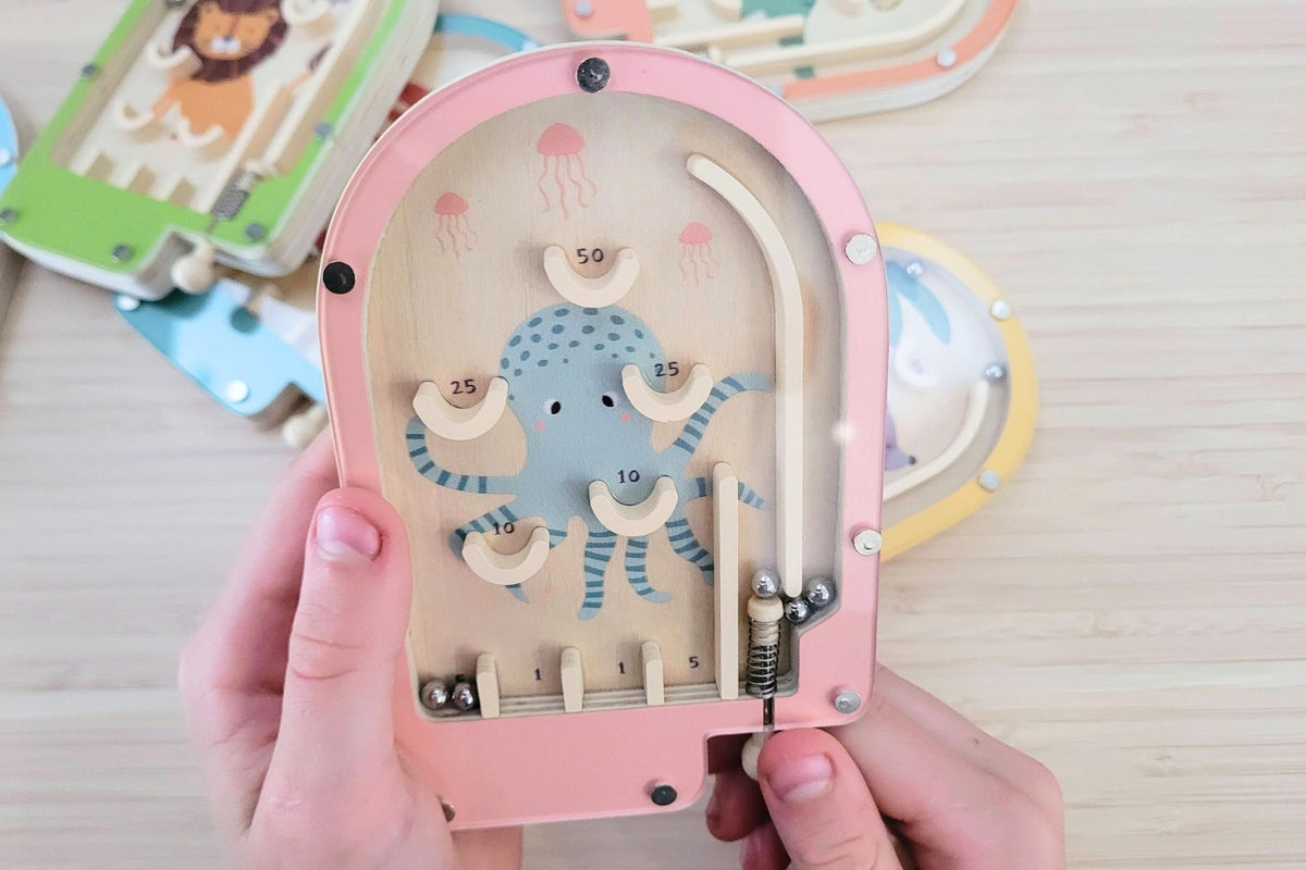 Wooden  Pinball Game- Set Of 6Pcs