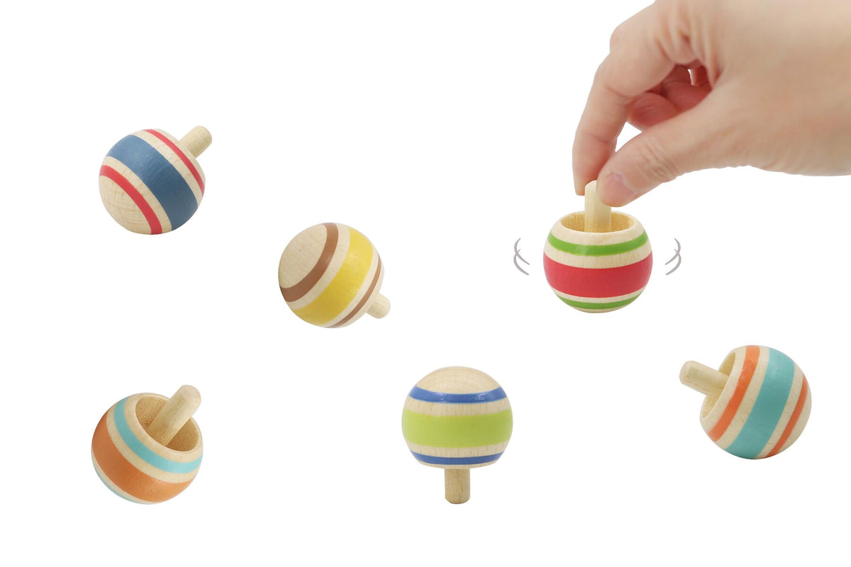 New pattern flip over spinning tops set of 6