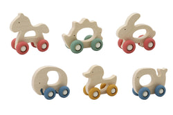 Wooden Grip Animal With Silicone Wheels