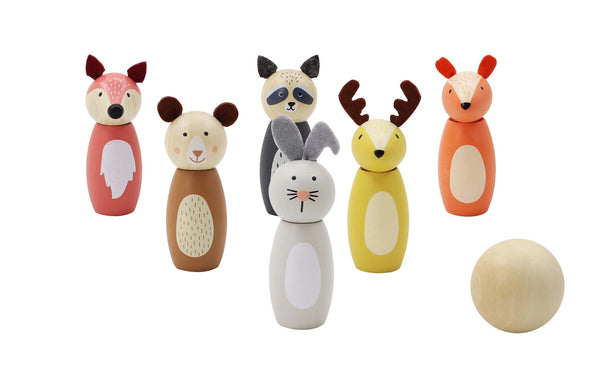  Wooden Animal Bowling Set Skittles