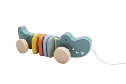 Wooden pull along crocodile