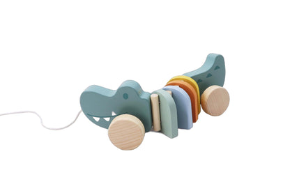 Wooden pull along crocodile