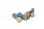 Wooden pull along crocodile