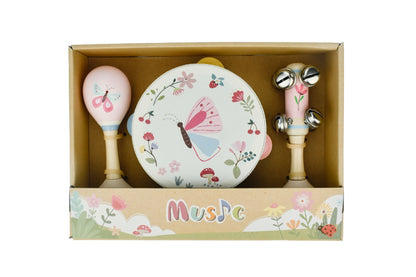 Wooden spring insect butterfly music 3 pc set
