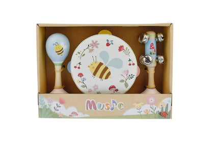 Wooden spring insect bee music 3 pc set