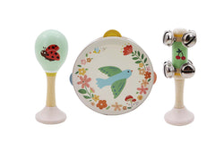 Wooden spring insect bird music 3 pc set