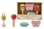 Wooden spring insect music set 4 pc