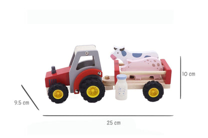 Wooden Tractor Red Farm Toy