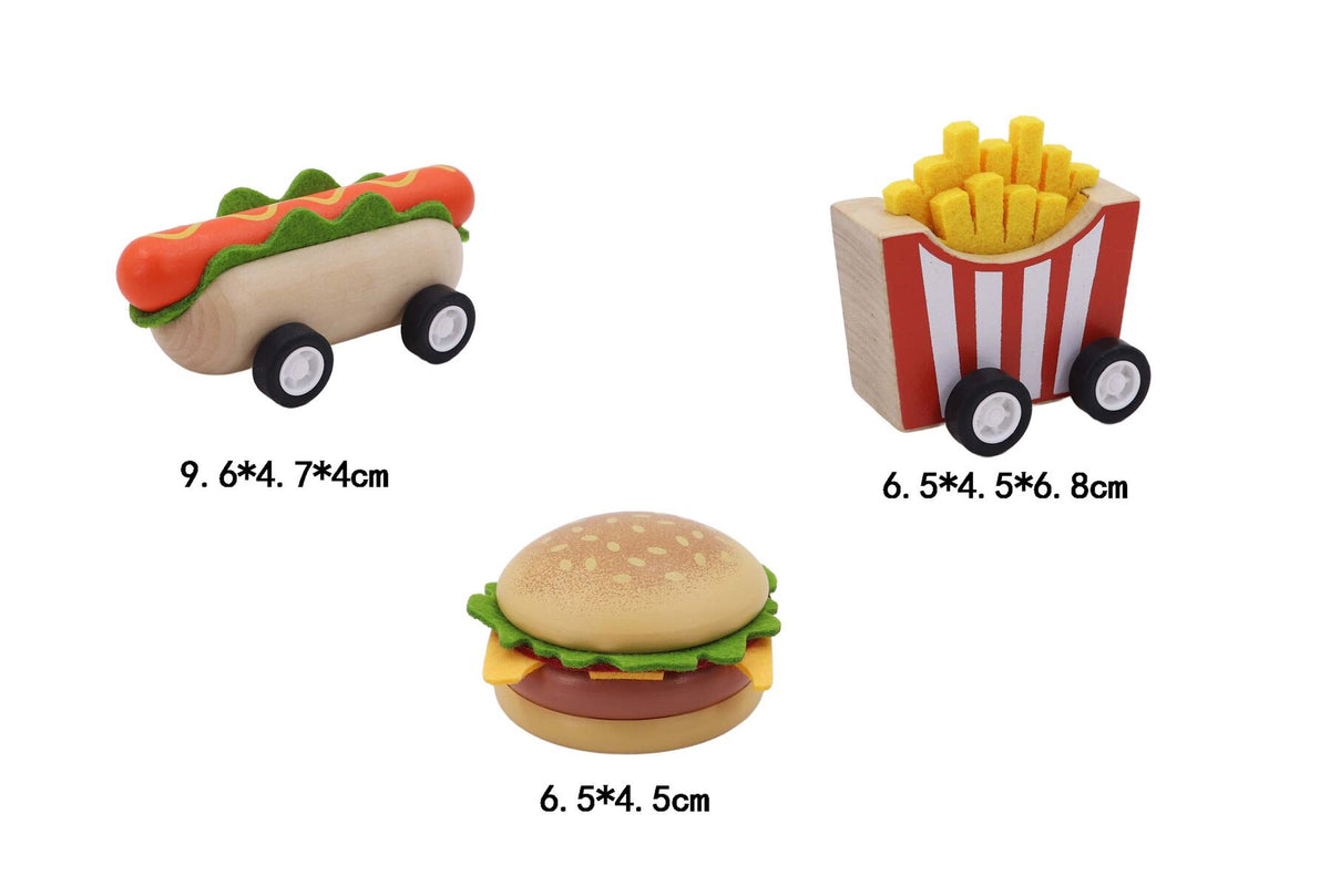 Wooden Fast Food Toy Set 11.5x4x5cm