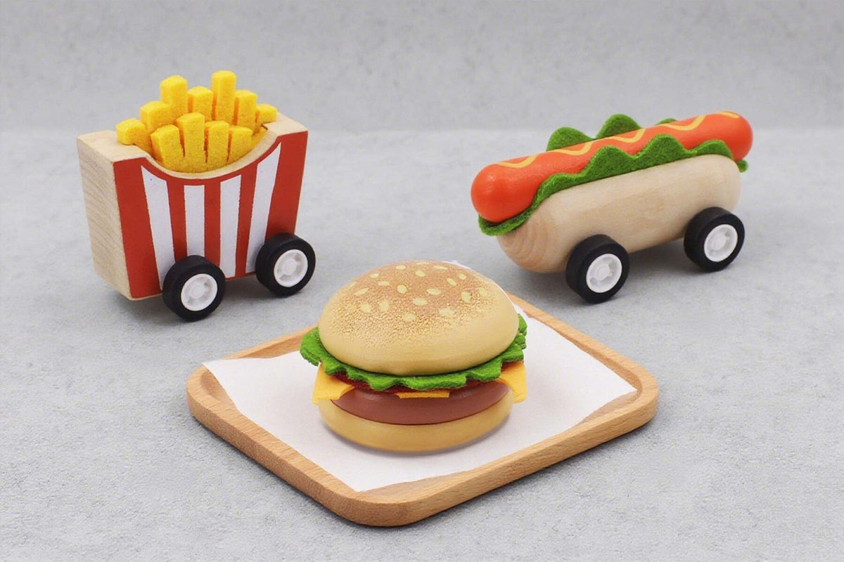 Wooden Fast Food Toy Set 11.5x4x5cm