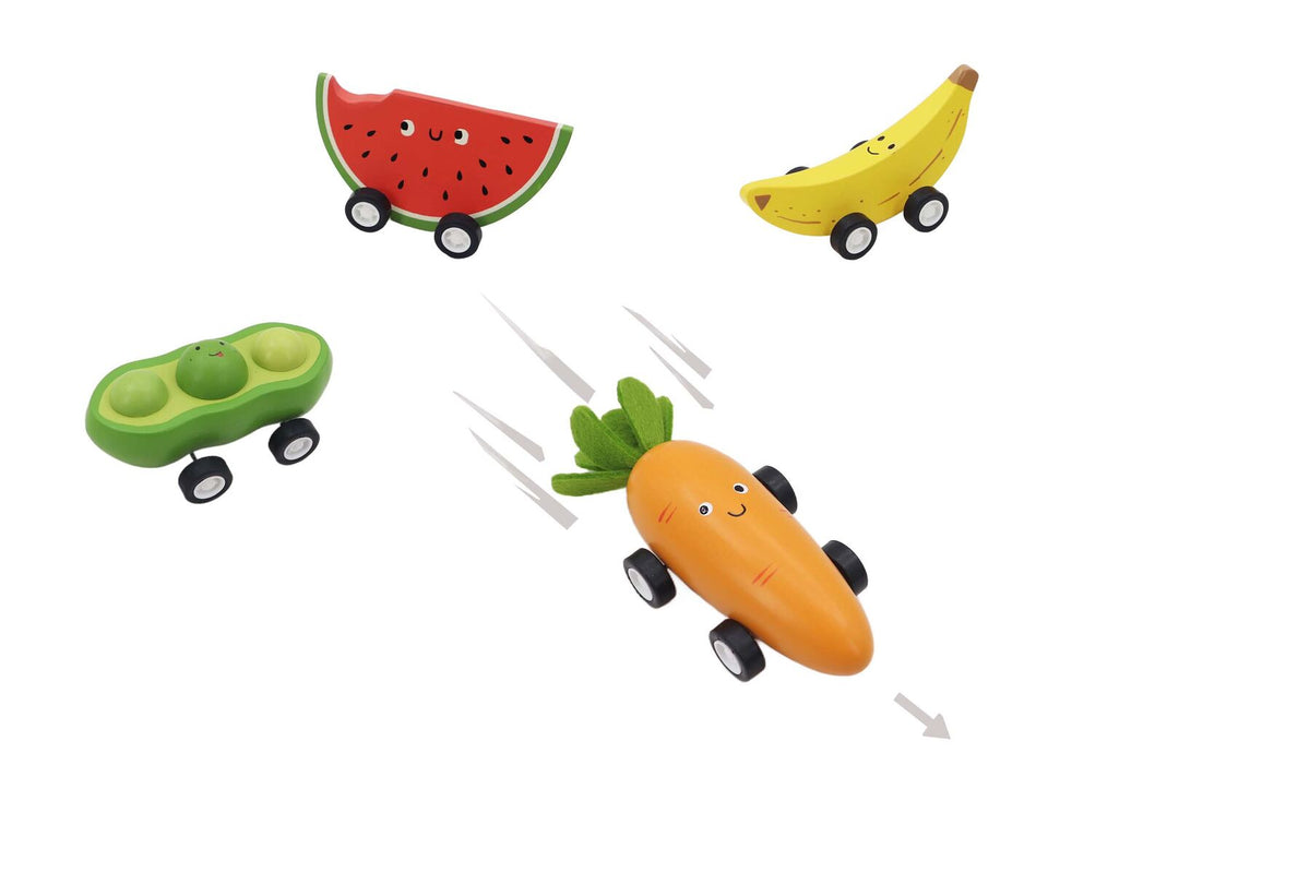 Wooden Fruit Toys Pull Back Set 9x5x4cm