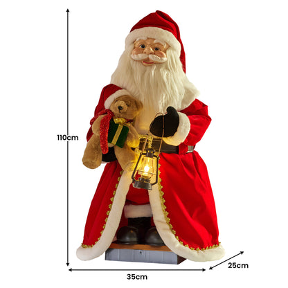 1.1m Musical LED Animated Christmas Santa Claus Glowing Lantern Ornament Decoratio