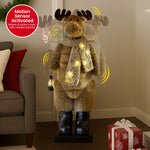 1.1m Musical LED Animated Christmas Moose Decoration Light-Up Lantern Ornament