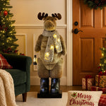 1.1m Musical LED Animated Christmas Moose Decoration Light-Up Lantern Ornament