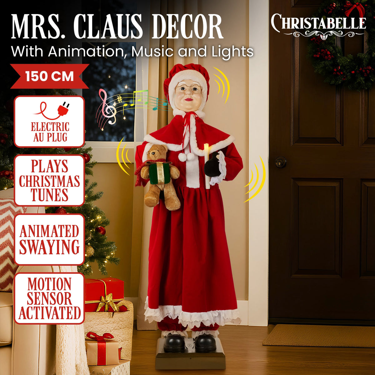Large Musical Mrs Claus Decoration